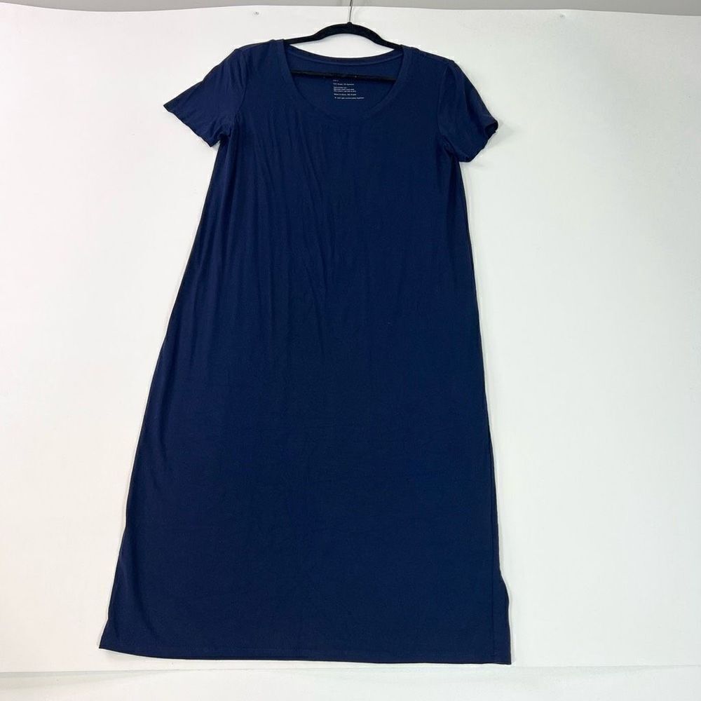 Storq Dress Women's 3 Blue Short-Sleeve Scoop Neck Shift Maxi